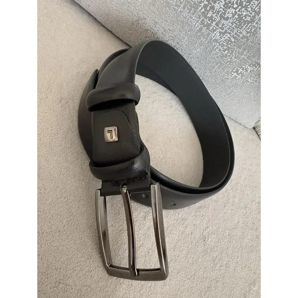 Abdullah Kiguhi Men’s Black Belt Size 44 1.5in Adjustable Solid Buckle Logo